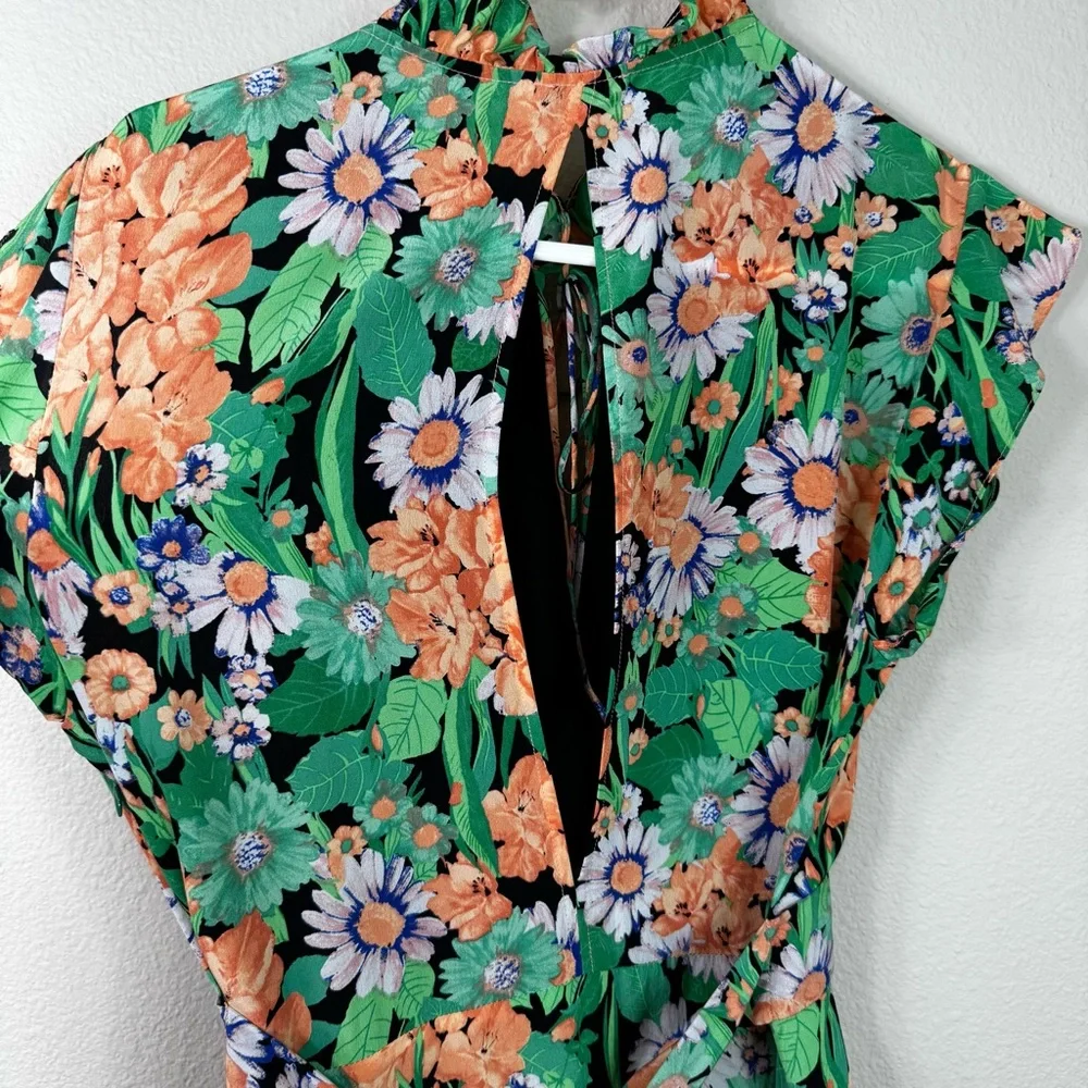 Sandro Paris Maline Silk Dress Size 2 Floral MIDI XS Wedding Guest - Picture 12 of 14